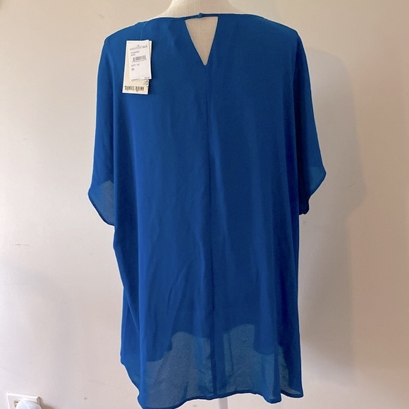 Deniel Rainn women’s plus over size dark teal blouse silky with discrete gems - Picture 5 of 12